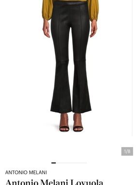 ANTONIO MELANI Lovuola Black Faux-Leather Flare Pants